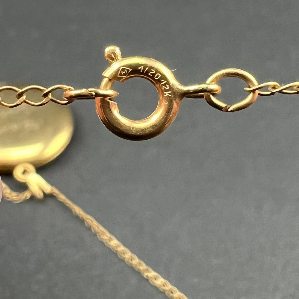 Vintage Locket Necklace Floral‎ Senior Award 12KT Gold Filled Chain Marathon 18